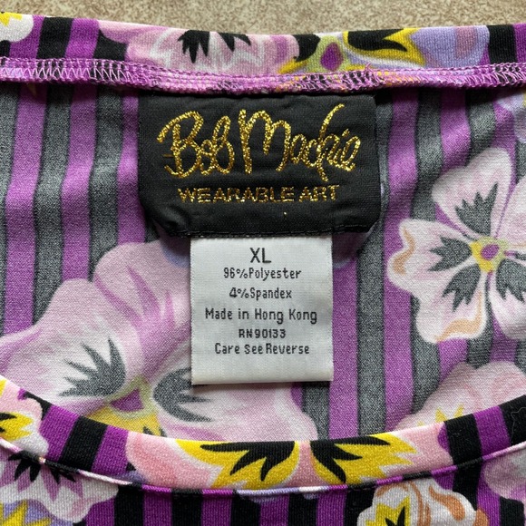 Bob Mackie Wearable Art Floral 2 Piece Set top skirt‎ pansie Purple Striped XL - Picture 2 of 11